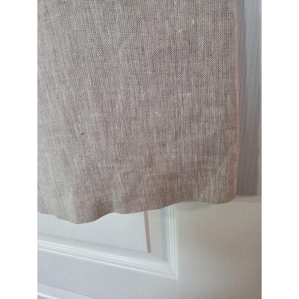 Talbots Classic 100% Linen Khaki Embroidered Floral Modest Mini Dress, Size 12P - Picture 9 of 15